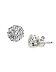 14k White Gold, Flower, Cluster Diamond Earring, .33 CTTW of Diamonds (G-H Color, SI1-SI2 Clarity)