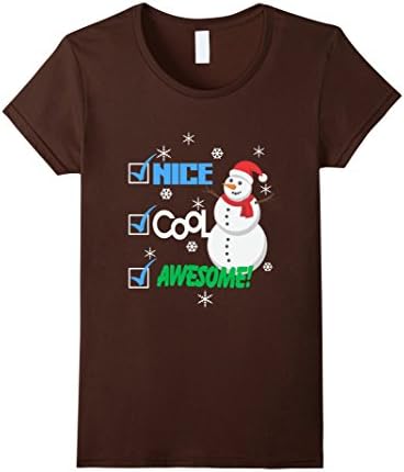 Women's Cool Nice Snowman Christmas Family T-shirts XL Brown