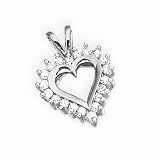 14K White Gold 1/4 ct. Diamond Heart Pendant with Chain