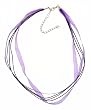 Necklace Cord For Pendants - D17 - 5-Strand Organza and Cotton Cord Mixed ~ 17" + 2" Extension Chain ~ Silver Plated Ends ~ Purple