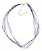 Necklace Cord For Pendants - D17 - 5-Strand Organza and Cotton Cord Mixed ~ 17" + 2" Extension Chain ~ Silver Plated Ends ~ Purple