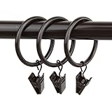 Rod Desyne 10 Count 1-3/8-Inch Curtain Rings with Clip for Windows, Cocoa
