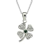 Sterling Silver Green and Clear Crystal Clover Pendant 18 410VHPFXNuL. SL160 Sterling Silver Green and Clear Crystal Clover Pendant 18
