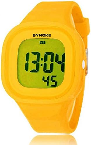 SZ ® SYNOKE Colorful Nightlight Swimming Waterproof Jelly Digital Sports Wrist Watch Yellow