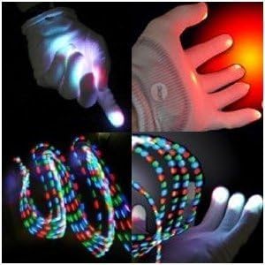 BLACK Rave Gloves - Raver Hands LED Light Show Pair of Gloves by Lite Bright Raves