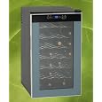 AVANTI 28 BOTTLE WINE COOLER /BLACK CABINET W/GLASS DOOR, PLATINUM TRIM DOOR & INTEGRATED