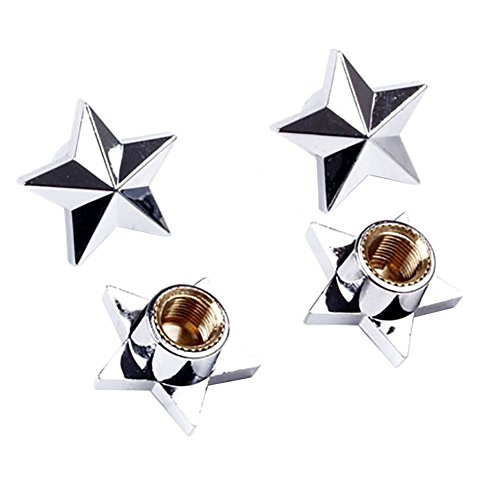 Eternalpower Five-pointed star Shape Crown Tire/Wheel Rims Air Valve Stem Cap for Car Truck Bike Motor 4Pcs