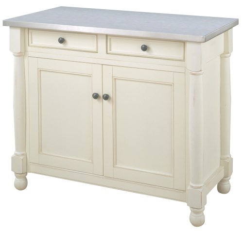 Michael Scott Avalon Kitchen Cart Island with Stainless Steel Top, Antique Cream