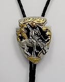 End of The Trail Arrowhead Black/Gold Enamel Bolo Tie