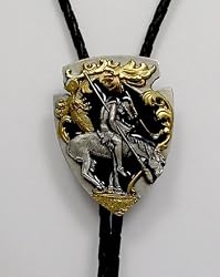 End of The Trail Arrowhead Black/Gold Enamel Bolo Tie