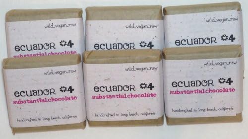 Ecuador #4: 6 Bars of Pure, Raw Chocolate that is also Vegan (Dairy and Egg Free), Organic - Non-GMO, Gluten-Free and Soy-Free. Handamade with Love. Manufactured in Long Beach-CA