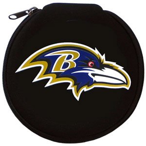Our NFL Fooball Baltimore Ravens neoprene CD/Blue Ray/DVD zippered cases feature the team logo and fit 12 discs.