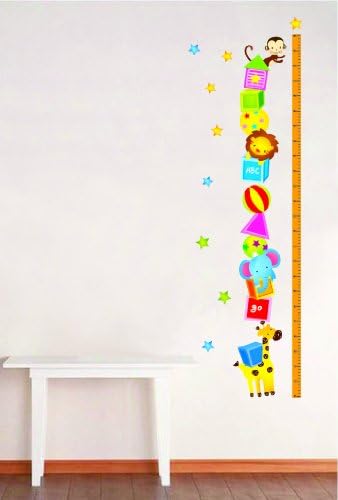 Cute Animal Acrobat with Height Measurement Chart Wall Decals