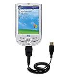 Coiled Power Hot Sync and Charge USB Data Cable w/ Tip Exchange for the HP iPAQ h1940 - Gomadic Brand
