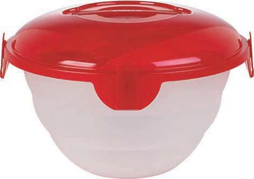 Emsa E504403 Fit & Fresh 4-Quart Plastic Salad Butler with Locking Cover, Red
