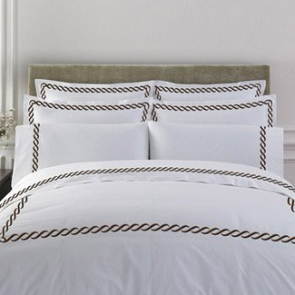 Kassatex Cable Embroidery Luxury Bedding Duvet, Queen - Chocolate