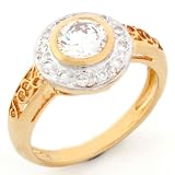 10k Gold CZ Filigree Unique Promise Engagement Ring