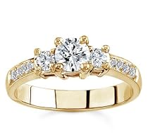 18k Yellow Gold Three-Stone Diamond Ring (G/VS2, 3/4 ct. tw.)