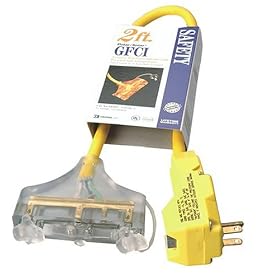 Coleman Cable 03392 12/3 2-Foot Right Angle GFCI Extension Cord with Molded Tri-Source and Power Light Indicator