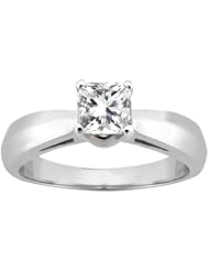 0.50 Ct Princess H/I SI1/SI2 Diamond 14K White Gold Ring