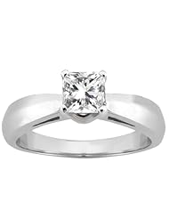 0.80 Ct Princess H/I I1 Diamond 14K White Gold Ring