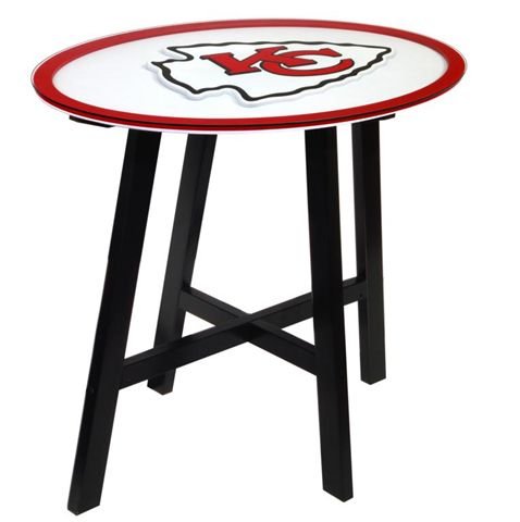 Kansas City Chiefs Wooden Pub Table With Glass Top