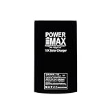 Portable Power Solutions™ POWER MAX™ Solar Charger - 10,000 mAh Lithium Polymer External Battery - Power Bank with a Built In Solar Panel for use with iPhone, iPad, iPod, Android Smart Phones and Tablets, Windows Phones, Samsung Galaxy, as well as GoPro Cameras and all other 5V USB Devices (Black)