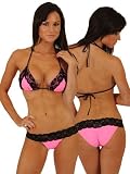 Bubblegum Lacy Scrunch Back Bikini Bottoms - LARGE