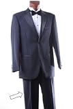Men's Super 140s Black Stretch Wool Tuxedo Pants, Portly