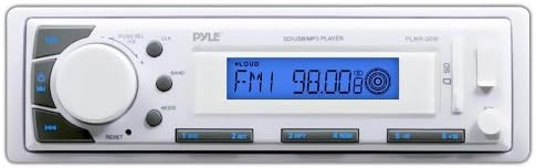 Pyle Bluetooth Marine Stereo Radio - 12v Single DIN Style Digital Boat In dash Radio Receiver System with Digital LCD, RCA, MP3 / USB Reader, AM FM Radio - Remote Control Included - PLMR20W (White)
