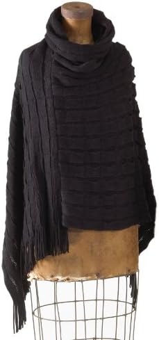 Chic Knitted Stripe Turtleneck Cape Poncho