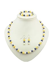 Multi Freshwater Pearl with Stretchy Bracelet Necklace Earring Women Fashion Jewelry Set