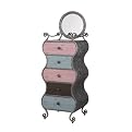 Parisian 5 Drawer Chest & Mirror - Antique Pewter(21-7/8" x 18-1/8" x 64-3/4"H)