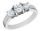 Diamond Engagement Anniversary Three Stone Ring 1 Carat (ctw) in 14K White Gold