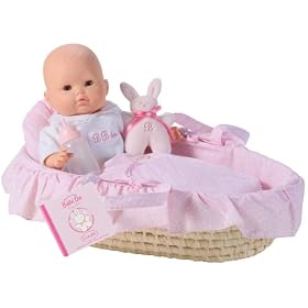 Corolle Bebe Do in Moses Basket - 14 Bald Baby with Blue Eyes by Corolle