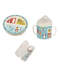 Sugarbooger Divided Plate, Sippy Cup, and Silverware Set-Arctic Polar Pals