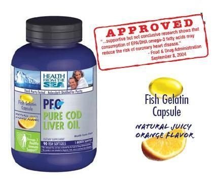 Health From The Sun PFO Pure Cod Liver Oil Softgels, 90 Count