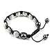 SH-33 CLEAR SWAROVSKI SHAMBALLA -Large 12mm Très joli bracelet fait main blanc cassé en cuir avec 