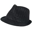 New 100% Cotton Pinstripe Stingy Fedora Trilby Hat Black Medium / Large