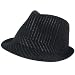 New 100% Cotton Pinstripe Stingy Fedora Trilby Hat Black Medium / Large