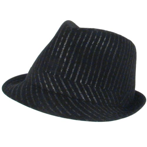 New100% Cotton Pinstripe Stingy Fedora Trilby Hat Black Large / Extra Large