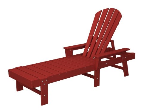 Polywood Outdoor Furniture South Beach Chaise Lounge - Sunset Red-Recycled Plastic Materials
