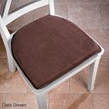 Faux-Suede Flat Kitchen Chair Cushion, TAN