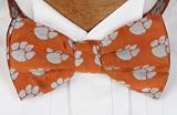 Clemson Bow Tie - Clemson University Orange Pre-Tied Bowtie with Tiger Paw Logo