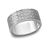 Celtic Filigree Wedding Band, 14K White Gold silver graphics