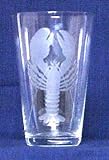 Individually Hand Etched Lobster Tumbler Glass 7"H Set / 4