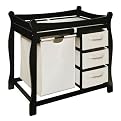 Badger Basket Company Sleigh Style Changing Table with Hamper/3 Baskets in Black