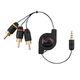 INSTEN Black Retractable AV Cable for iPod with Color Display / including iPod Photo / iPod Video (including U2 Special Editions of iPod Photo and Video) / Microsoft Zune by Eforcity