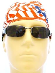 Patchwork American Flag Headwrap, United States Medical Scrub Surgical Cap, U.S. Flag Bandana, Stars and Stripes Patriotic Headband, Red, White Blue American Flag Patched Design Style, Breathable 100% Cotton, One Size to Fit Men, Women and Teens, America, USA, Suitable for Cancer Patients and Survivors, Athletes, Medical, Welding, Healthcare, Bikers, Truckers, Painters and Food Workers to Keep Hair Out of Face