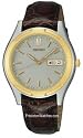 Seiko Men's Brown Leather Strap Watch #SGF578